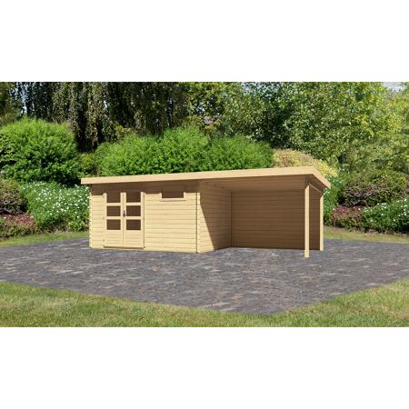 2. Bild von Gartenhaus-Set 'Rieneck 8' natur mit Anbaudach und Rückwand 704 x 333 x 222 cm
