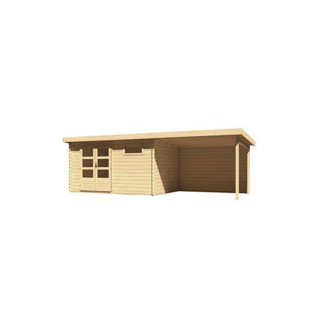 3. Bild von Gartenhaus-Set 'Rieneck 8' natur mit Anbaudach und Rückwand 704 x 333 x 222 cm