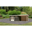 Gartenhaus-Set 'Rieneck 8' terragrau mit Anbaudach und Rückwand 405 x 333 x 222 cm