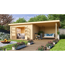 Gartenhaus-Set 'Borsuma 4' natur mit Anbaudach und Rückwand 724 x 331,5 x 229,5 cm