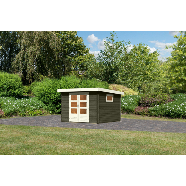 Bild von Gartenhaus 'Grönau 3' terragrau 317 x 333 x 217 cm