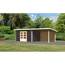 Gartenhaus-Set 'Borsuma 4' terragrau mit Anbaudach und Rückwand 724 x 331,5 x 229,5 cm