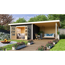 Gartenhaus-Set 'Borsuma 4' terragrau mit Anbaudach und Rückwand 724 x 331,5 x 229,5 cm