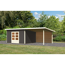 Gartenhaus-Set 'Borsuma 5' terragrau mit Anbaudach und Rückwand 724 x 393 x 229,5 cm