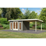 Premium-Gartenhaus-Set 'Borsuma 2' terragrau mit Anbaudach 724 x 331,5 x 229,5 cm