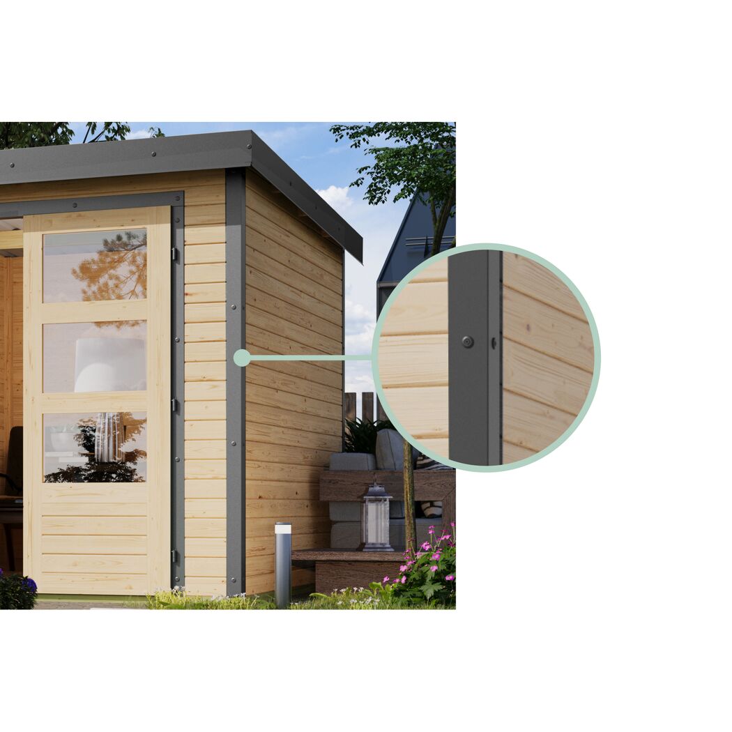 Eckverbindung eines Gartenhauses