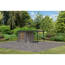 Metall-Holzgartenhaus 'Komet D' wassergrau/staubgrau, Anbaudach, Doppelflügeltür 453 x 235 x 208,5 cm