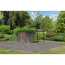 Metall-Holzgartenhaus 'Komet D' wassergrau/staubgrau, Anbaudach, Doppelflügeltür 453 x 235 x 208,5 cm