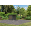 Metall-Holzgartenhaus 'Komet B' terragrau/anthrazit, Anbaudach, Doppelflügeltür 453 x 235 x 208,5 cm