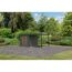 Metall-Holzgartenhaus 'Komet B' terragrau/anthrazit, Anbaudach, Doppelflügeltür 453 x 235 x 208,5 cm