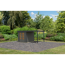 Metall-Holzgartenhaus 'Komet B' terragrau/anthrazit, Anbaudach, Doppelflügeltür 453 x 235 x 208,5 cm
