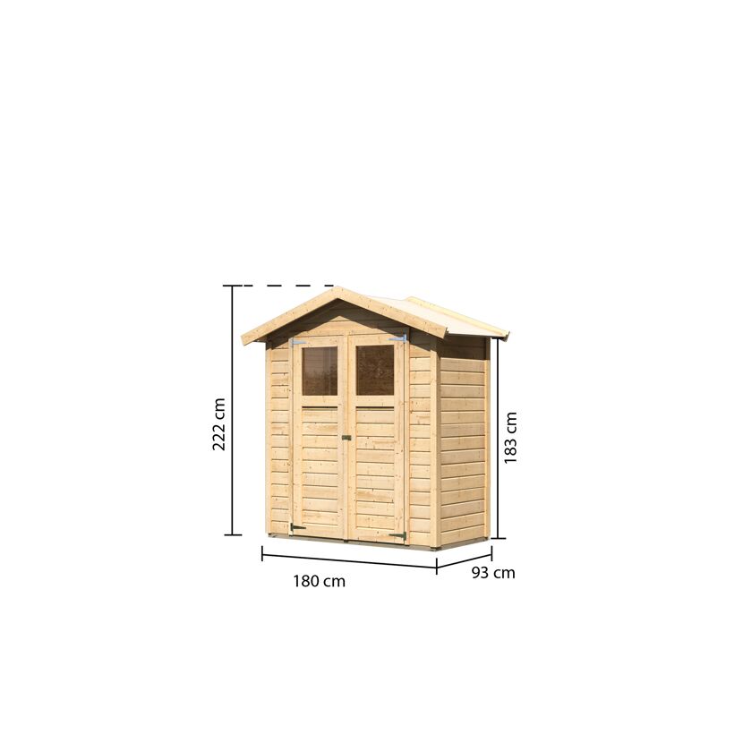 Gerätehaus aus Holz mit Maßen