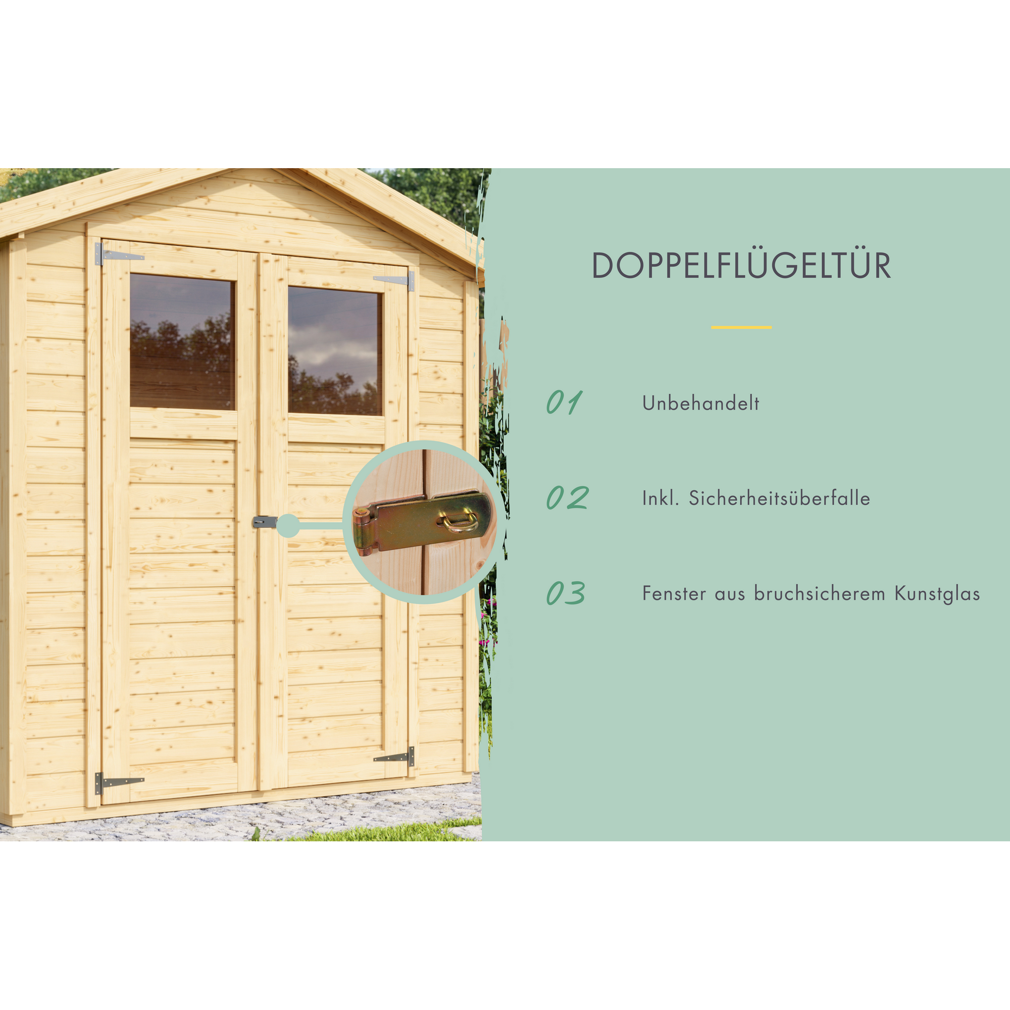 Gartenhaus 'Kolle 0' Fichtenholz naturbelassen ECO standard 180 x 93 x 222 cm + product picture