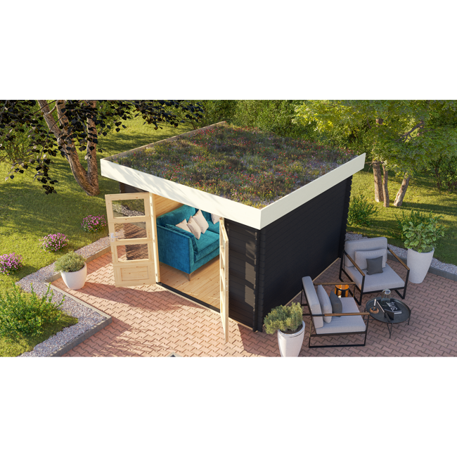 Bild von Gartenhaus 'Wiesenhaus 5' SET Fichtenholz anthrazit 297 x 297 x 220 cm