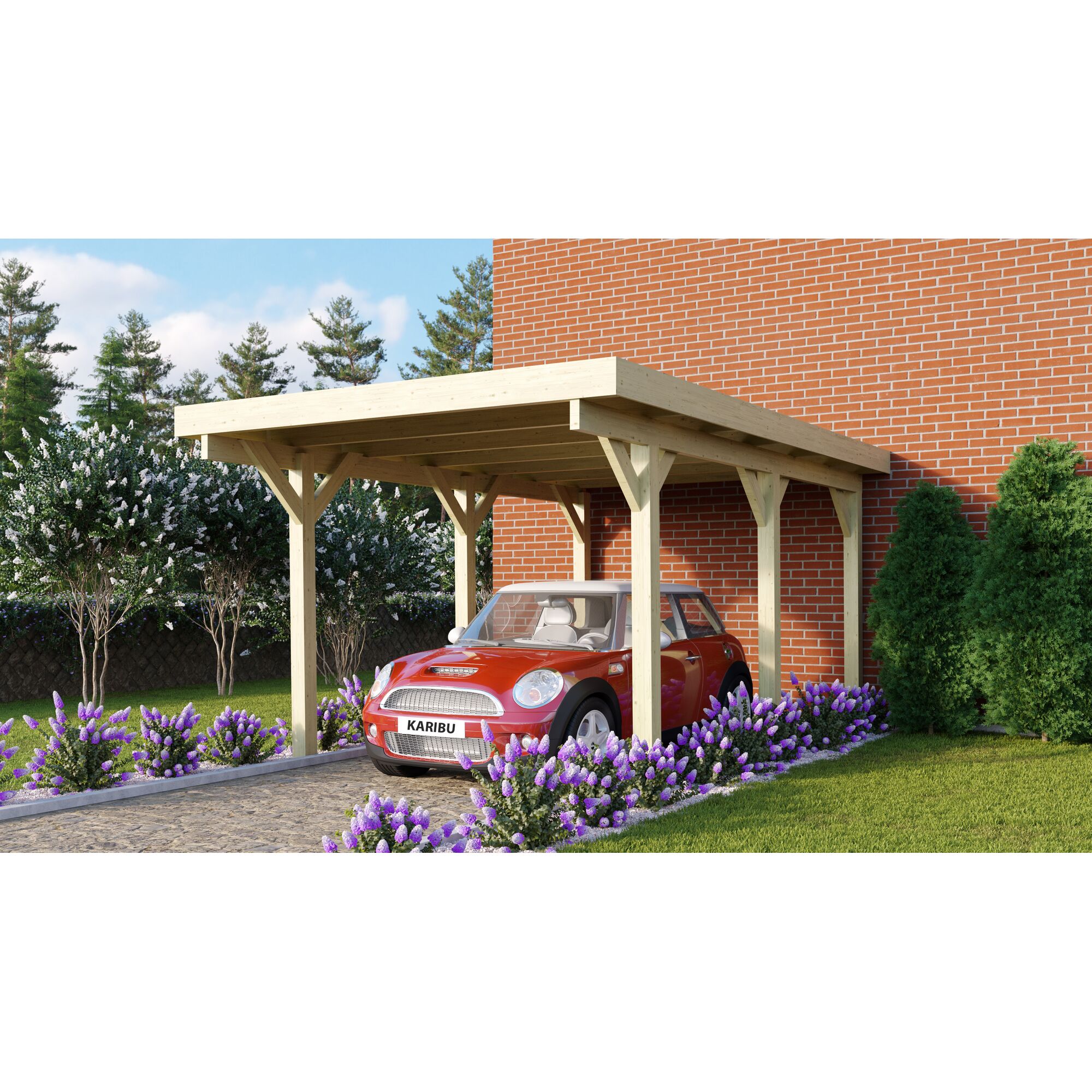 Auto unter einem Karibu Carport.