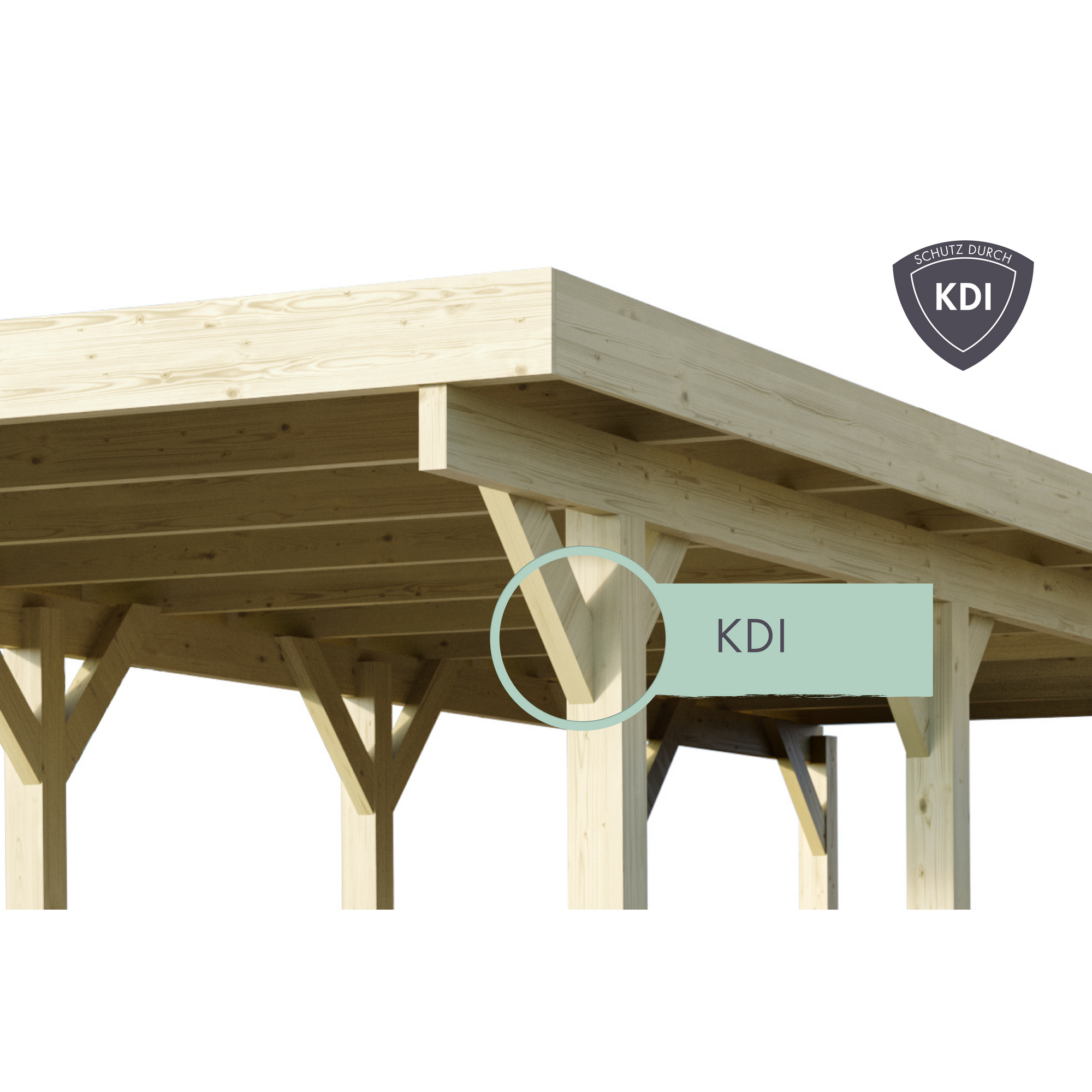 Einzelcarport 'Carlos 1' Kiefer PVC-Dach mit einem Einfahrtsbogen 480 x 318 x 234 cm + product picture