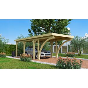 Einzelcarport 'Carlos 2' Kiefer PVC-Dach mit zwei Einfahrtsbögen 670 x 318 x 234 cm