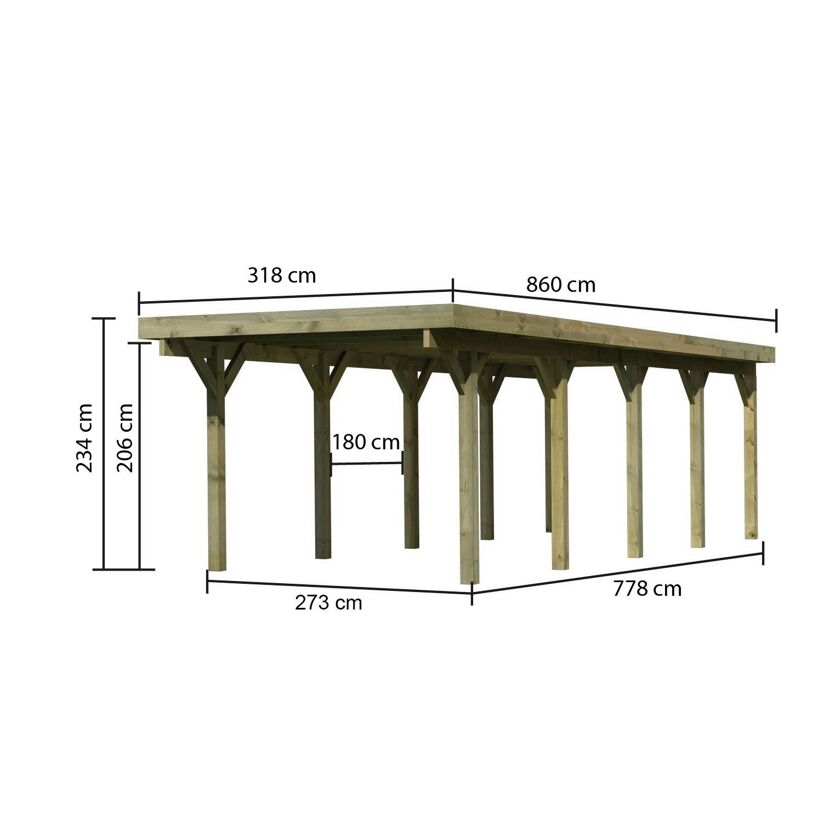 Holzcarport mit Maßen