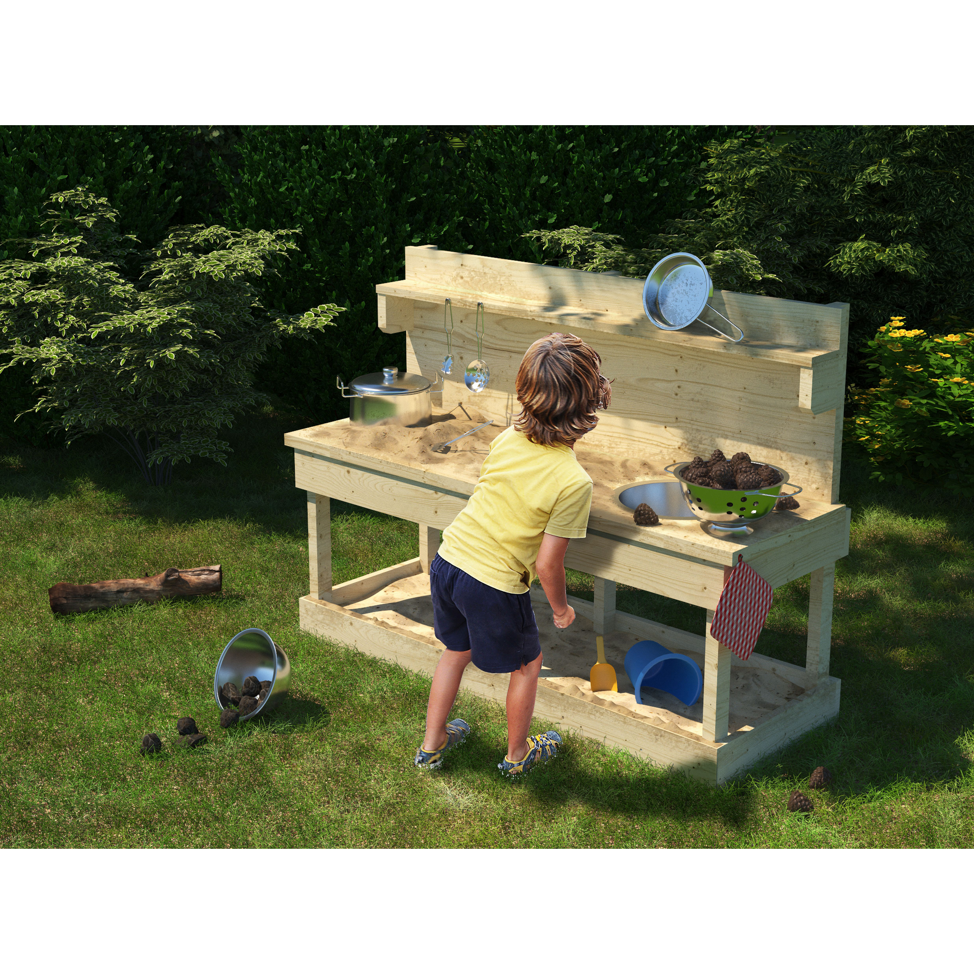 Kinderspielküche 'Tony' Fichtenholz naturbelassen 119,5 x 44 x 79 cm + product picture