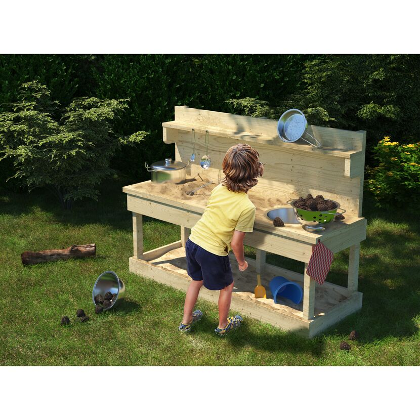 Kinderspielküche 'Tony' Fichtenholz naturbelassen 119,5 x 44 x 79 cm