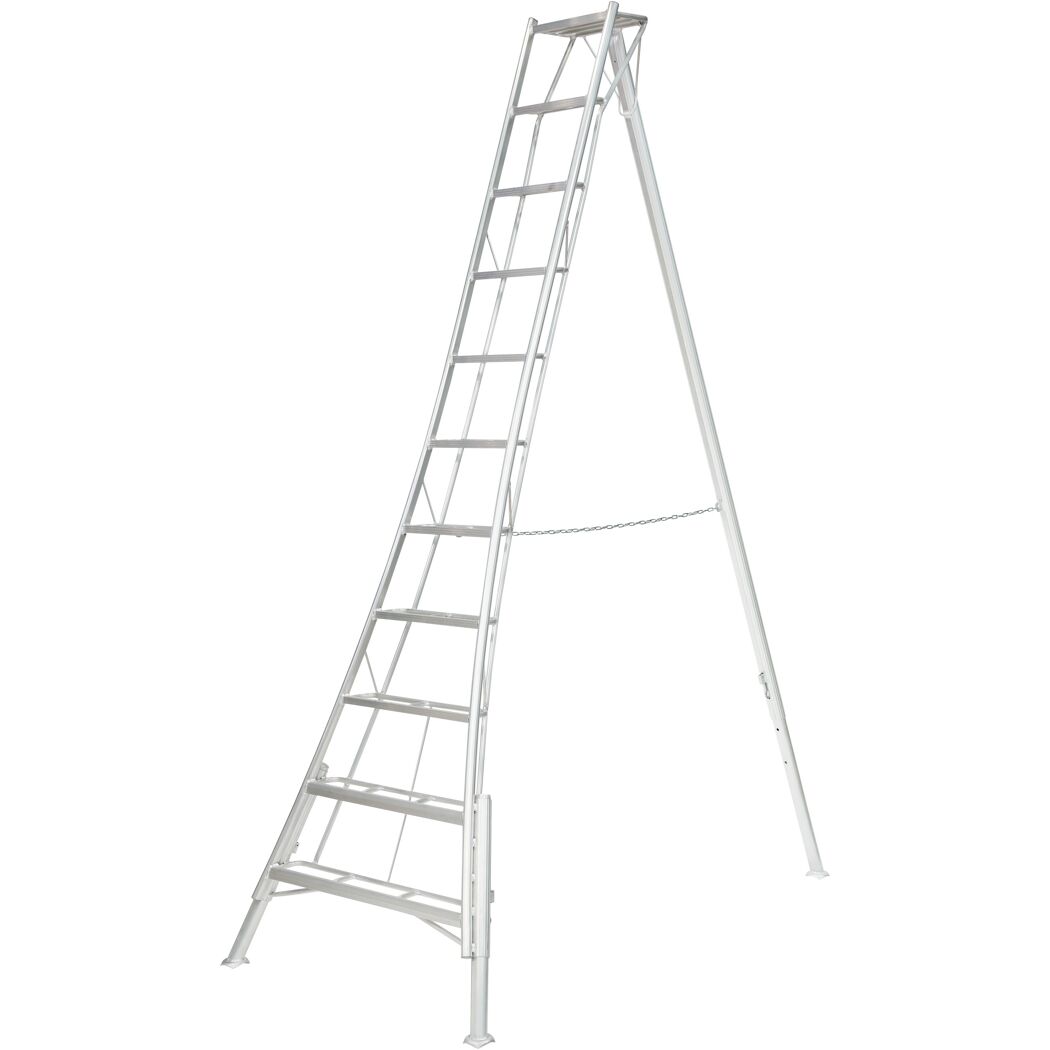 3-Holm-Gartenleiter Aluminium silbern 128 x 248 x 337 cm