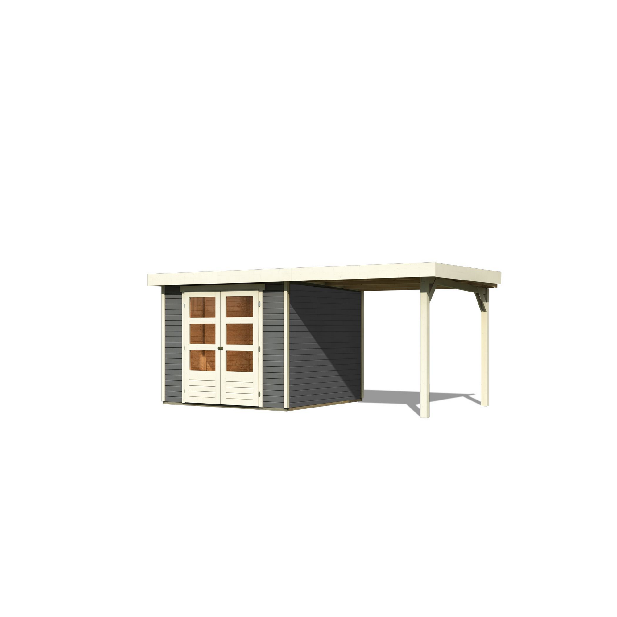 Gartenhaus-Set 'Raskola 3,5' terragrau mit Schleppdach 491 x 211 x 262 cm + product picture