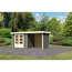 Gartenhaus-Set 'Raskola 3' terragrau mit Anbaudach, Seiten- und Rückwand 491 x 211 x 238 cm