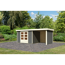 Gartenhaus-Set 'Raskola 5' terragrau mit Anbaudach, Seiten- und Rückwand 554 x 211 x 262 cm