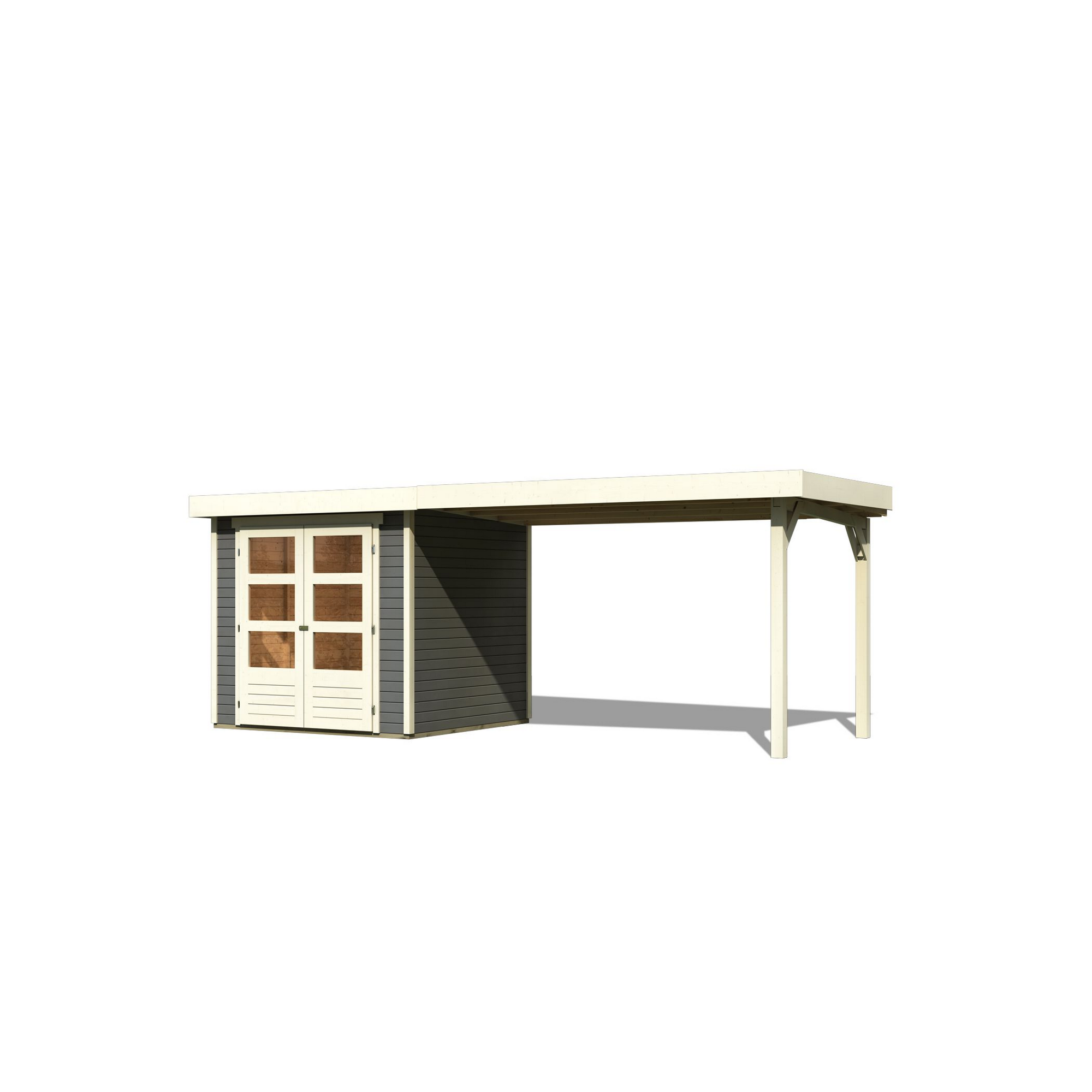 Gartenhaus-Set 'Raskola 2' terragrau mit Anbaudach 504,5 x 211 x 238 cm + product picture