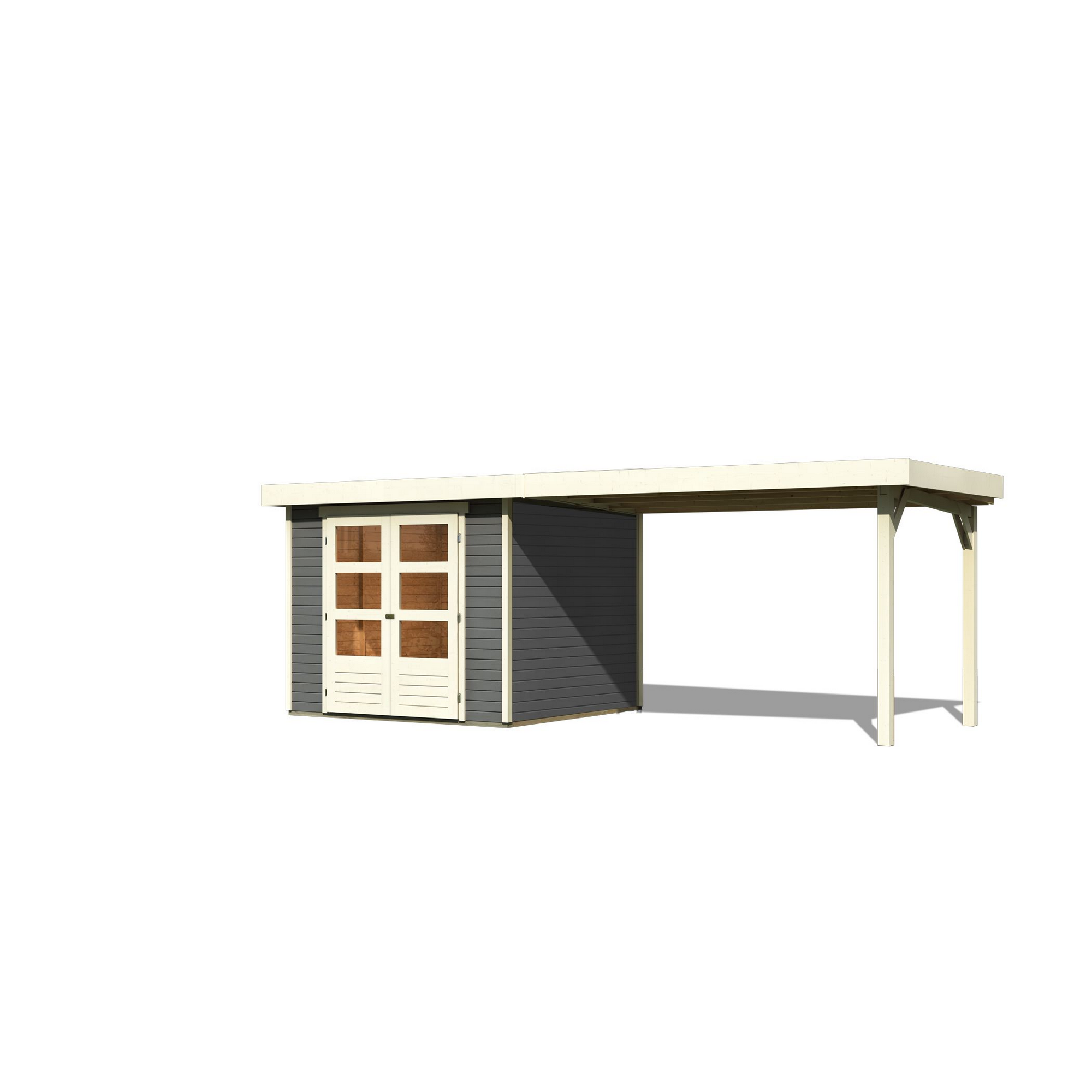Gartenhaus-Set 'Raskola 3,5' terragrau mit Schleppdach 528,5 x 211 x 262 cm + product picture