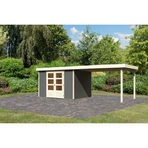 Gartenhaus-Set 'Raskola 5' terragrau mit Anbaudach 591,5 x 211 x 262 cm