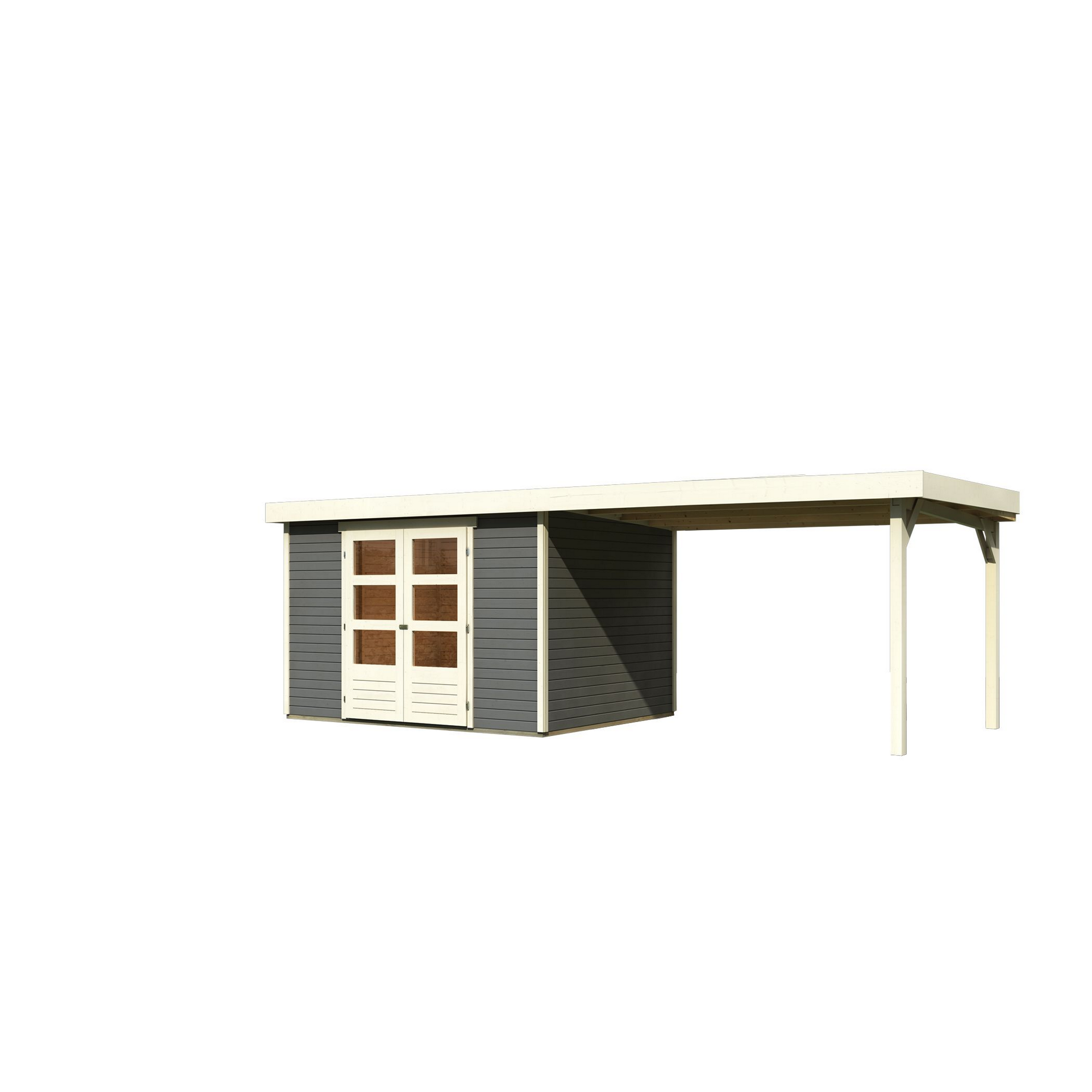 Gartenhaus-Set 'Raskola 5' terragrau mit Anbaudach 591,5 x 211 x 262 cm + product picture