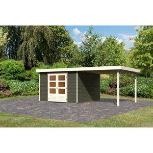 Gartenhaus-Set 'Raskola 6' terragrau mit Anbaudach 595,5 x 216 x 331 cm