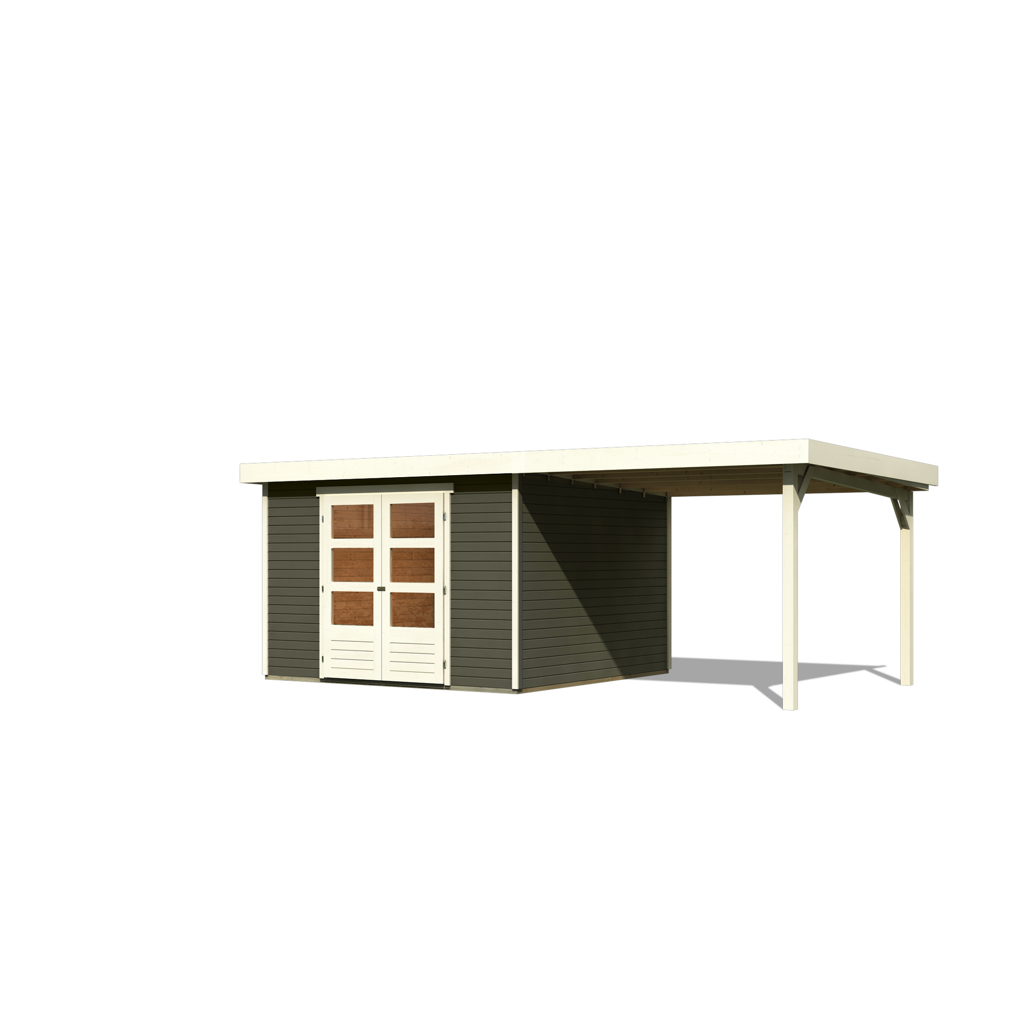 Gartenhaus-Set 'Raskola 6' terragrau mit Anbaudach 595,5 x 216 x 331 cm + product picture