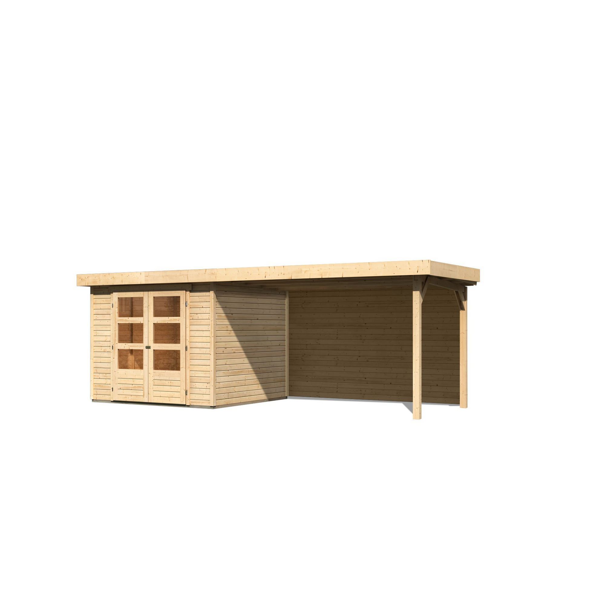 Gartenhaus-Set 'Raskola 3,5' naturbelassen mit Schleppdach und Rückwand 528,5 x 211 x 262 cm