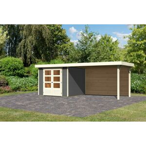 Gartenhaus-Set 'Raskola 3,5' terragrau mit Schleppdach und Rückwand 528,5 x 211 x 262 cm
