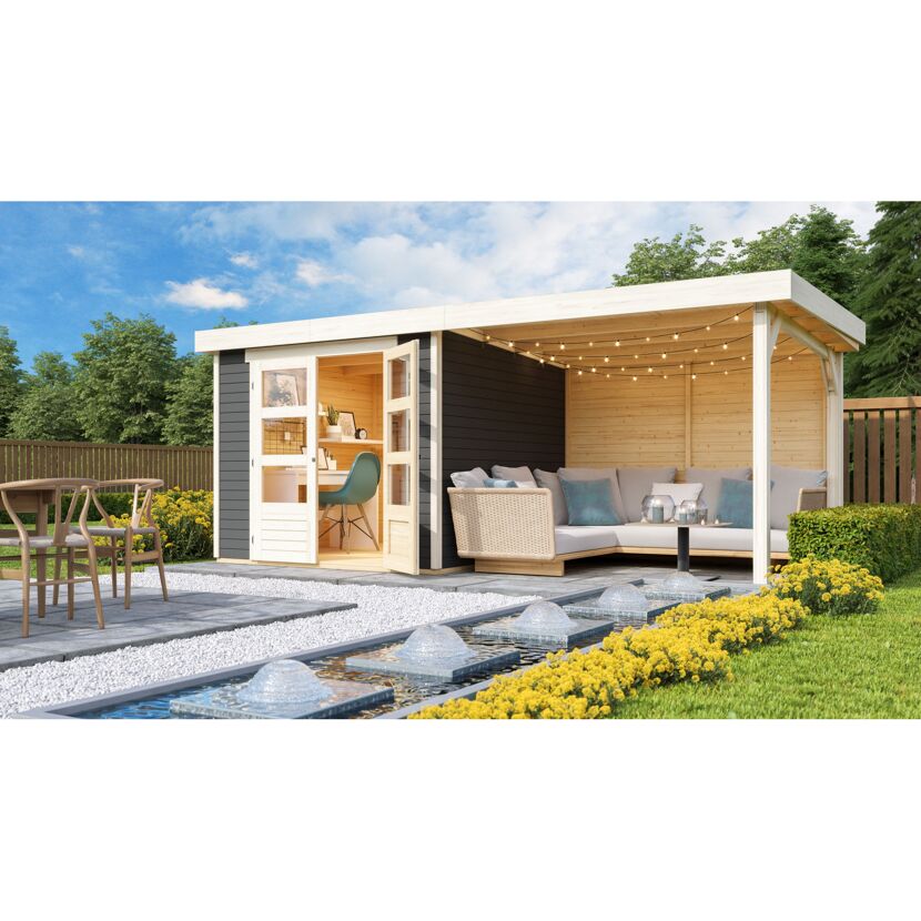 Gartenhaus mit überdachter Terrasse