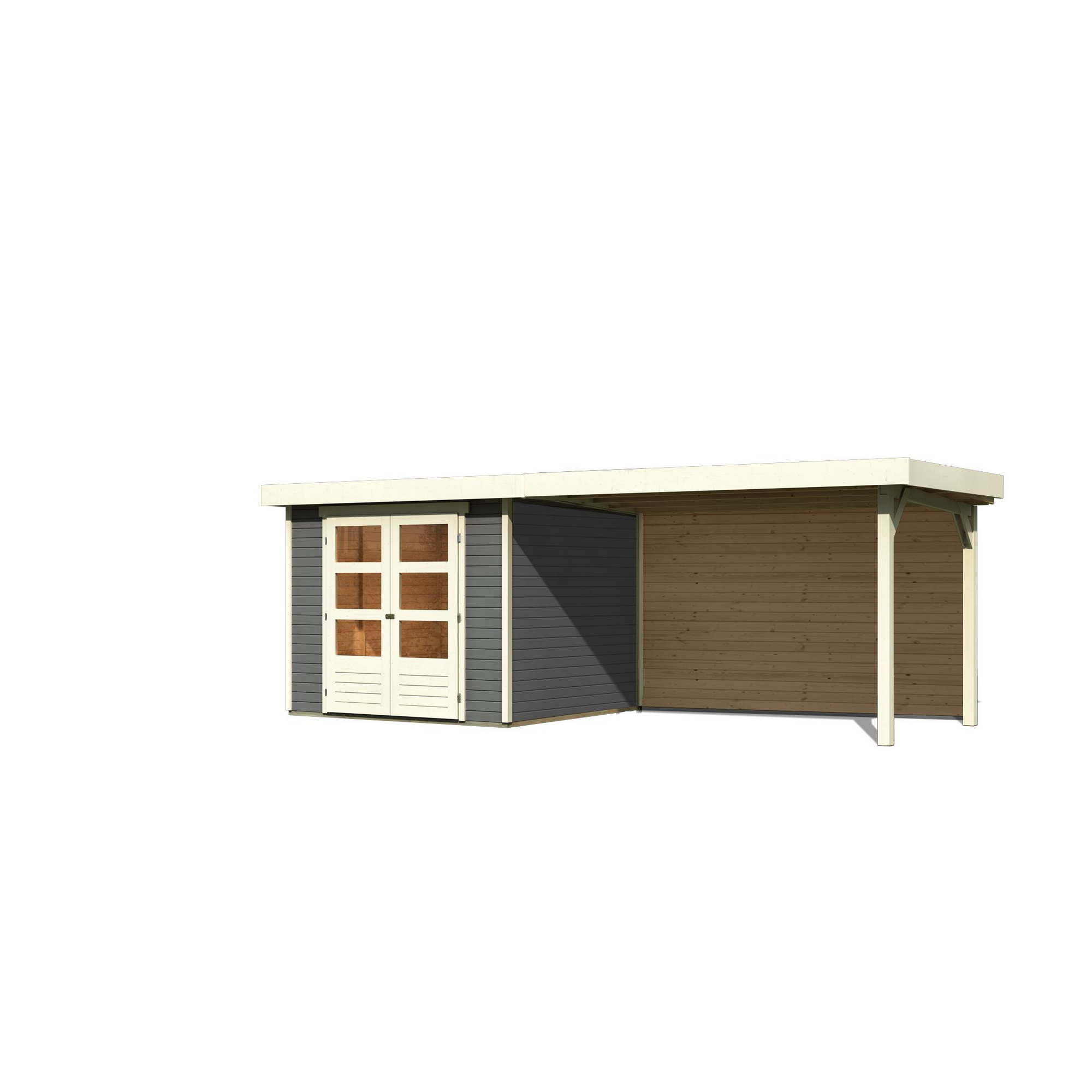 Gartenhaus-Set 'Raskola 3,5' terragrau mit Schleppdach und Rückwand 528,5 x 211 x 262 cm + product picture