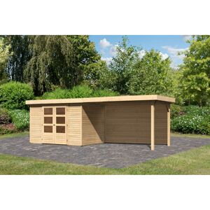 Gartenhaus-Set 'Raskola 4' naturbelassen mit Anbaudach und Rückwand 591,5 x 211 x 238 cm