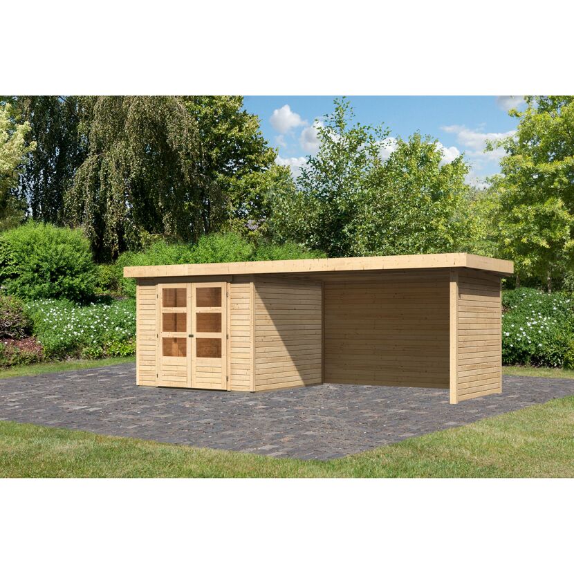 Gartenhaus aus Holz mit Überdachung