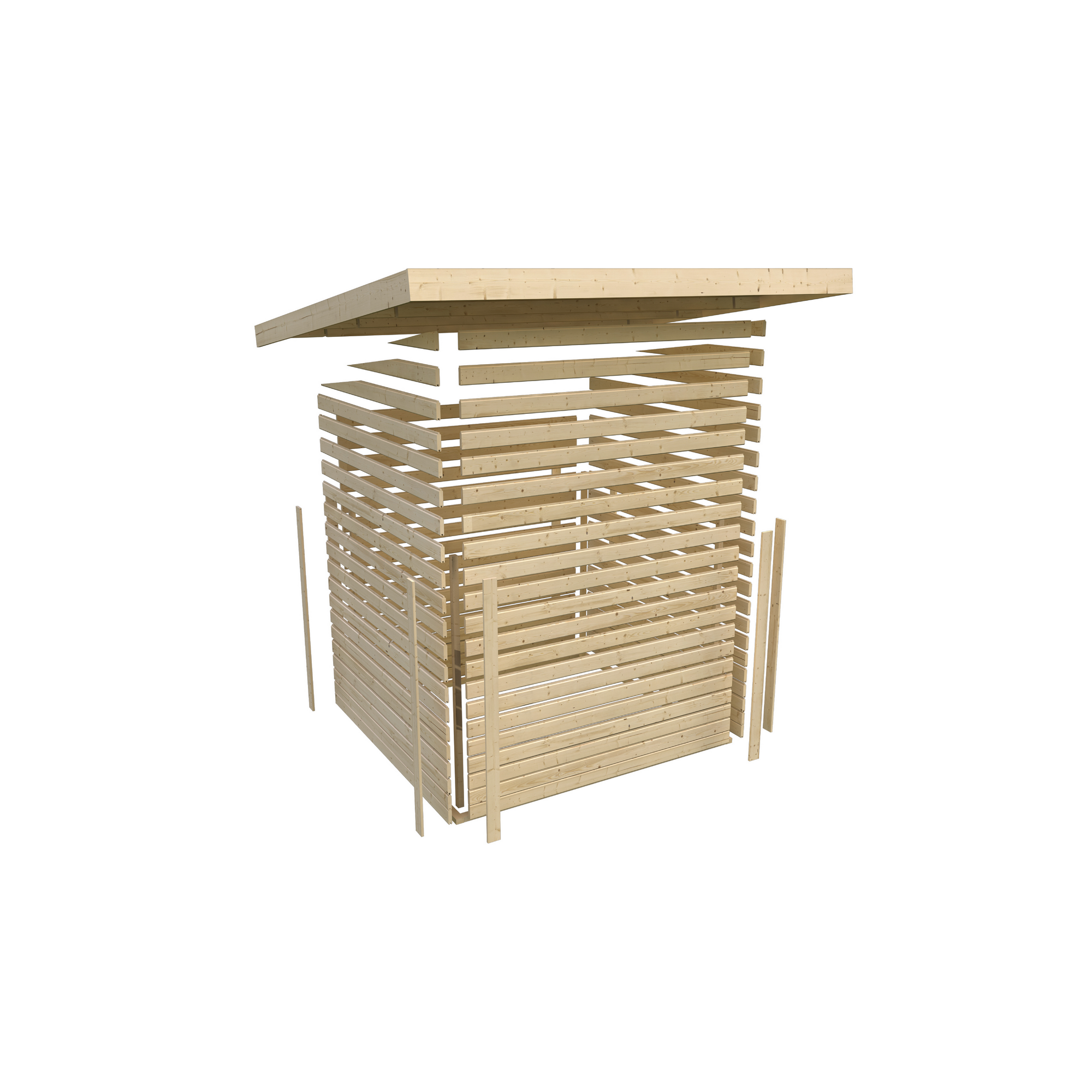 Gartenhaus-Set 'Raskola 4' anthrazit mit Anbaudach, Seiten- und Rückwand 572 x 211 x 238 cm