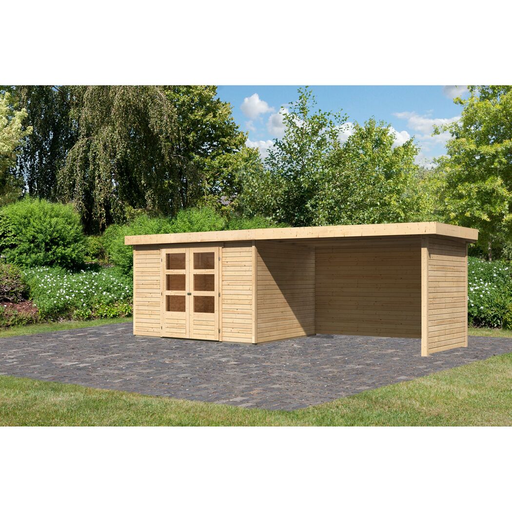 Gartenhaus aus Holz mit Überdachung