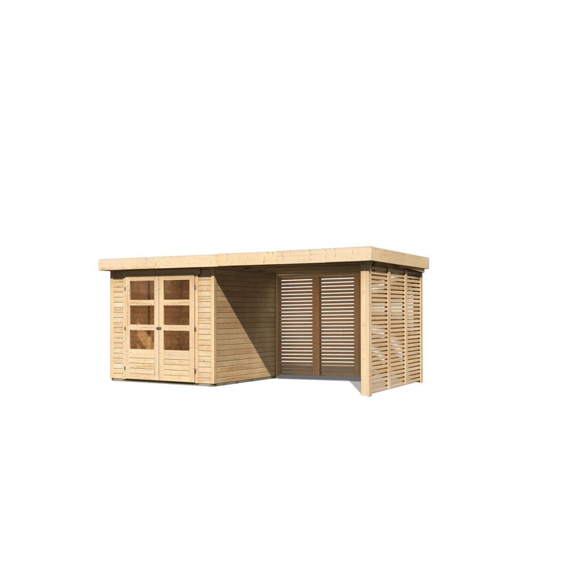 Gartenhaus aus Holz mit Überdachung