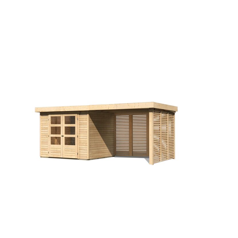 Gartenhaus aus Holz mit Überdachung