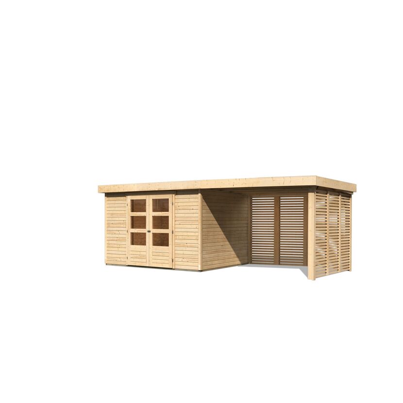 Gartenhaus aus Holz mit Überdachung