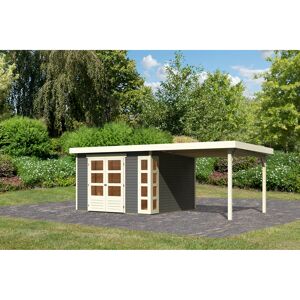 Gartenhaus-Set 'Terko 6' terragrau mit Anbaudach 334 x 216 x 331 cm