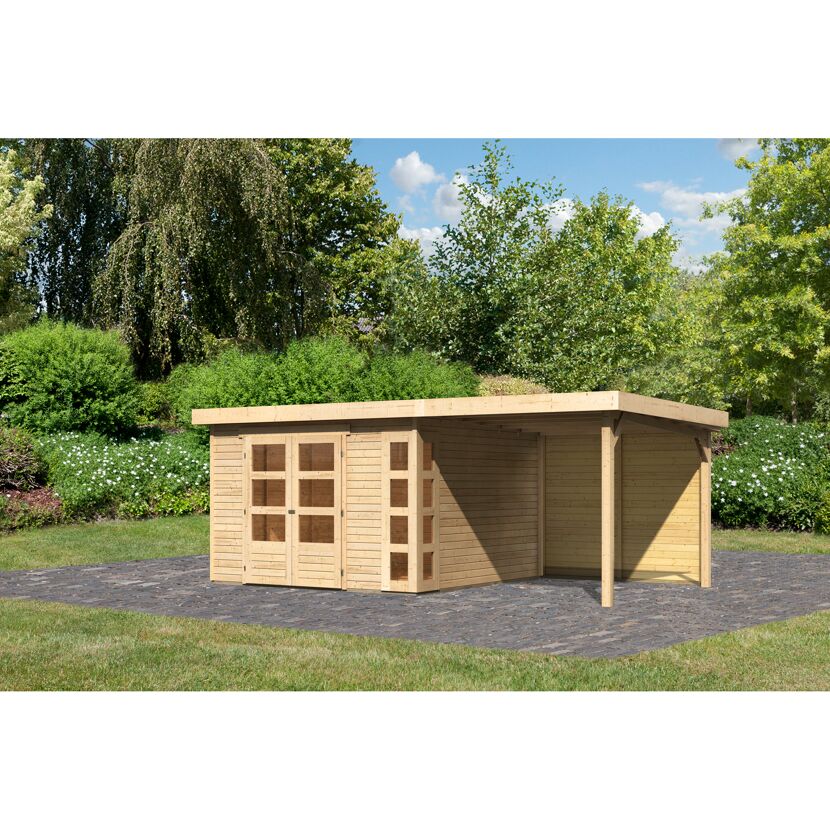Gartenhaus aus Holz mit Überdachung
