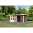 Gartenhaus-Set 'Terko 3' terragrau mit Schleppdach, Seiten- und Rückwand 491 x 211 x 238 cm