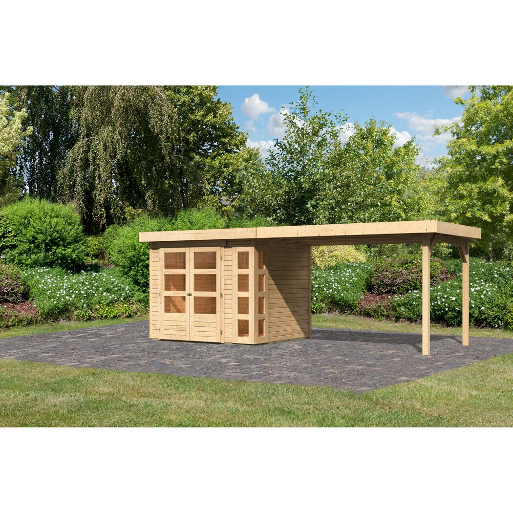 Gartenhaus aus Holz mit Überdachung