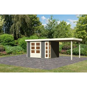 Gartenhaus-Set 'Terko 5' terragrau mit Anbaudach 591,5 x 210 x 262 cm